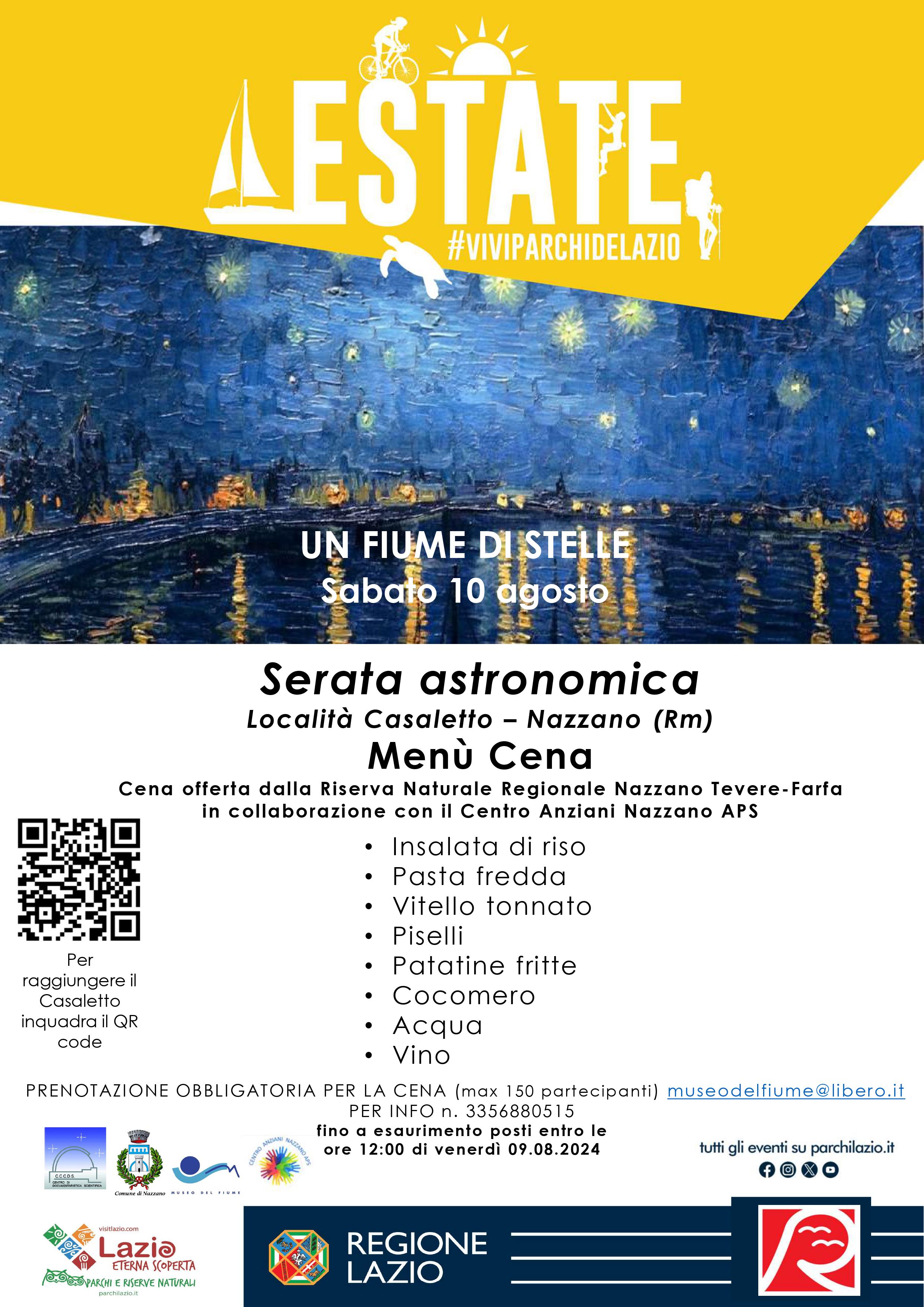 Menù cena Serata Astronomica