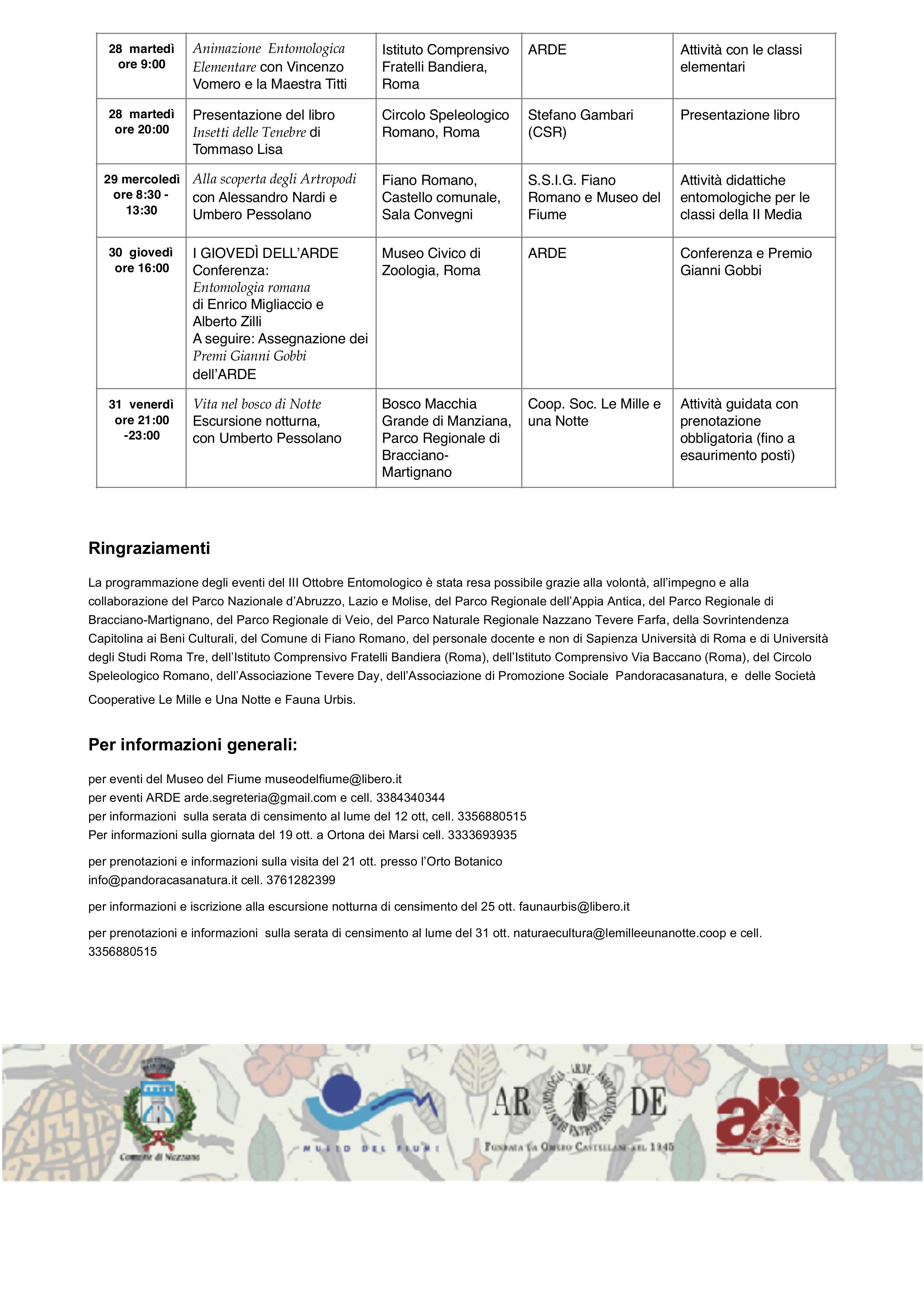 Programma Ottobre Entomologico