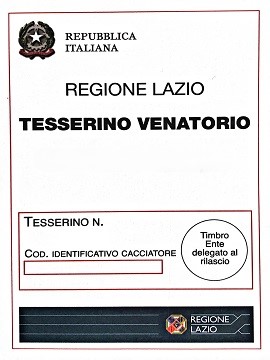 RILASCIO TESSERINI VENATORI STAGIONE 25/26