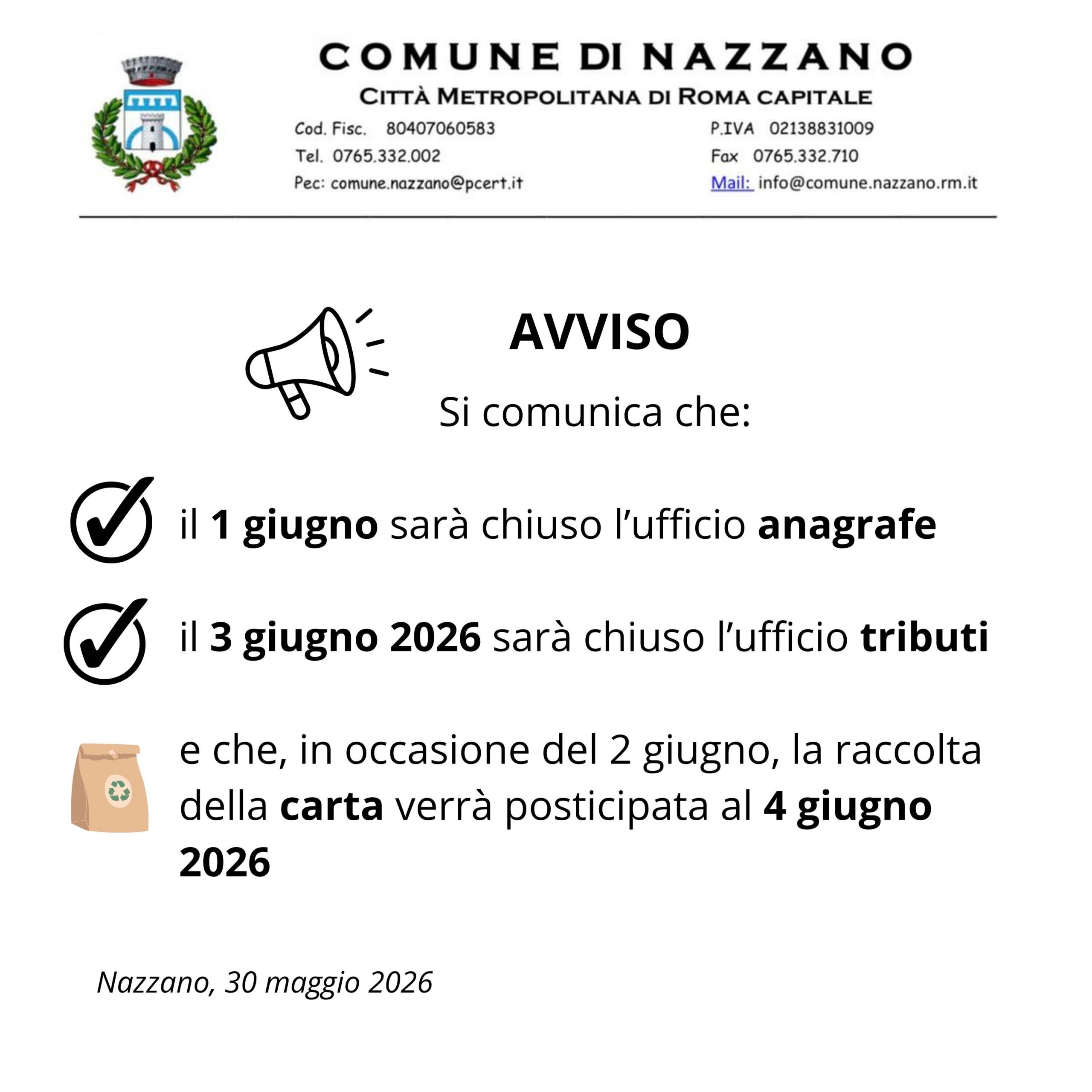 Avviso Si comunica che il giorno 3 giugno 2026 L’ufficio tributi sarà chiuso (1)